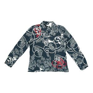 Chicos Black Floral Tapestry Button Jacket Women Size 1‎ Embroidered Beaded